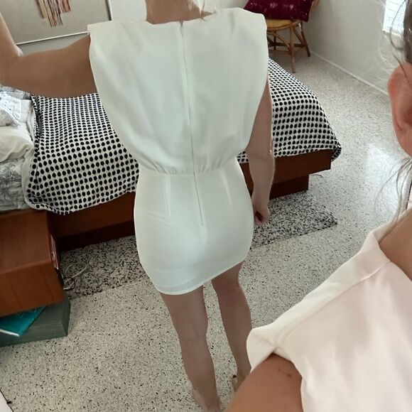 EUC TCEC white high neck mini dress M medium - Picture 3 of 6